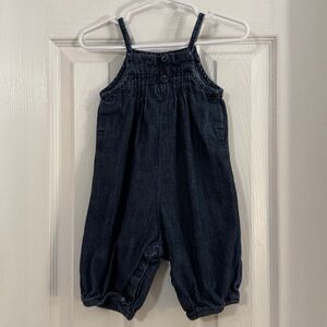 Baby Gap Blue Jean Overalls Smocked Top and Spaghetti Straps